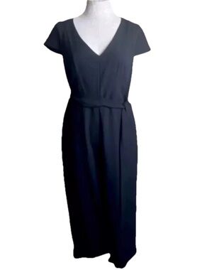 Karl Lagerfeld Paris Black Crepe V-Neck Jumpsuit, Size 8